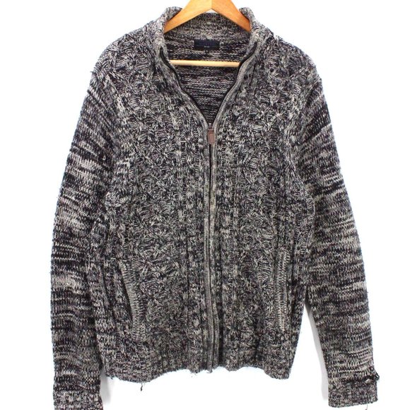 Gioberti Knit Sweater Mens Gray Full Zip Casual Long Sleeve Cotton Medium M - Picture 1 of 9